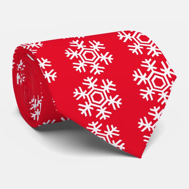 White Snowflake Tie (Rolled)