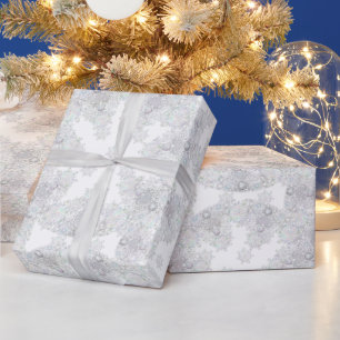 white snowflake wrapping paper