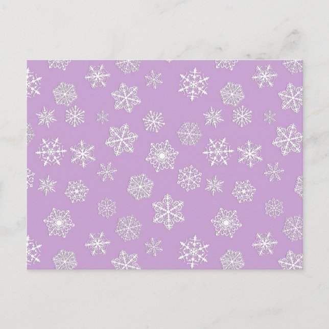 White snowflakes against soft lavender postcard (Front)