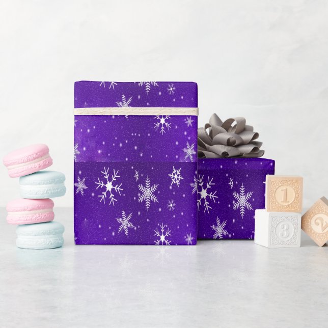 White Snowflakes and Blue Background Wrap Paper (Baby Shower)