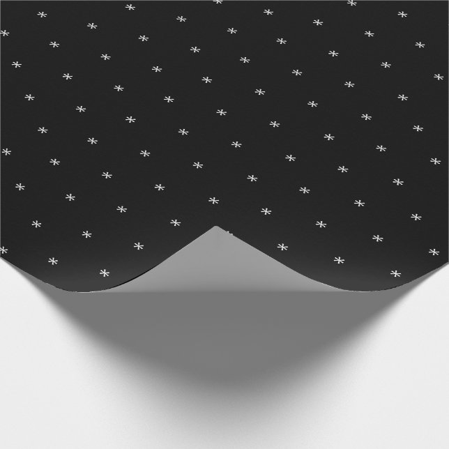 White Snowflakes, black Winter Holidays Christmas Wrapping Paper (Corner)