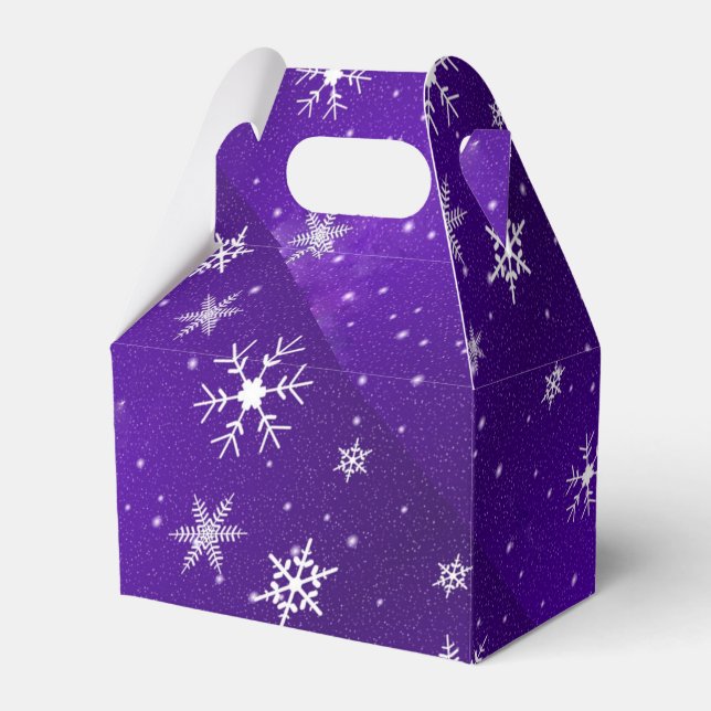 White Snowflakes Blue-Purple Gable Favour Box (Front Side)