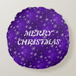 White Snowflakes Blue-Purple Rd Throw Pillow