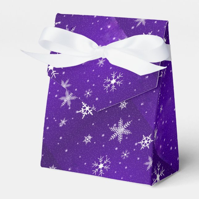 White Snowflakes Blue-Purple Tent with Ribbon Box (Front Side)