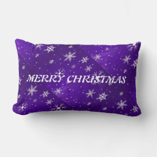 White Snowflakes Blue-Purple Throw Pillow Lumbar