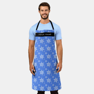 White Snowflakes, Blue, Your name, Personalise Apron