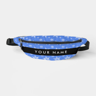 White Snowflakes, Blue, Your name, Personalise Bum Bags