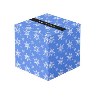 White Snowflakes, Blue, Your name, Personalise Cube