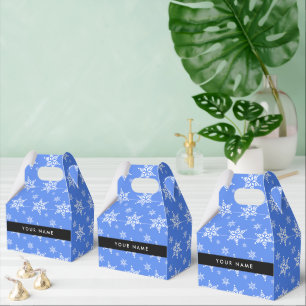 White Snowflakes, Blue, Your name, Personalise Favour Box