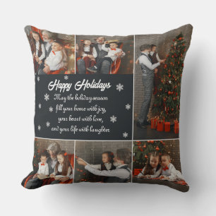 White snowflakes Christmas photos Throw Pillow