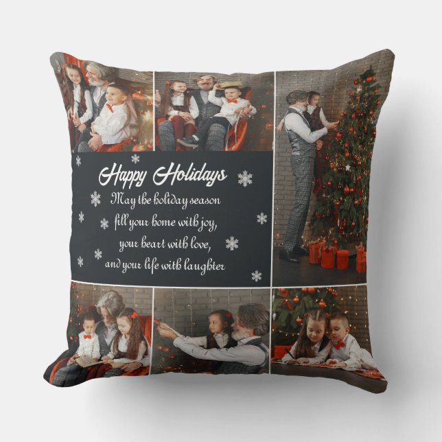 White snowflakes Christmas photos Throw Pillow (Front)