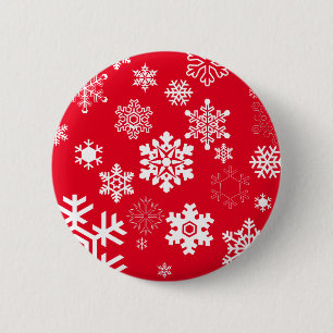 White Snowflakes - Customisable Background Colour 6 Cm Round Badge