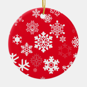 White Snowflakes - Customisable Background Colour Ceramic Tree Decoration