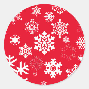 White Snowflakes - Customisable Background Colour Classic Round Sticker