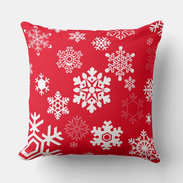 White Snowflakes - Customisable Background Colour Cushion (Front)