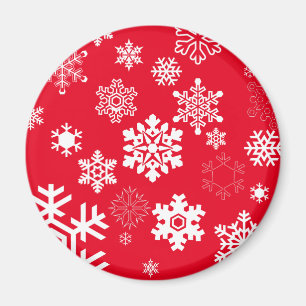 White Snowflakes - Customisable Background Colour Magnet
