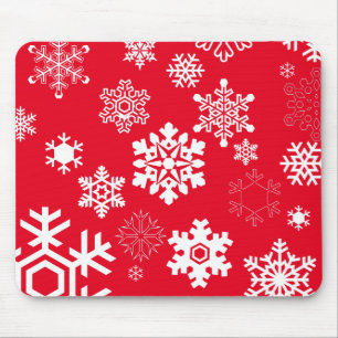 White Snowflakes - Customisable Background Colour Mouse Pad