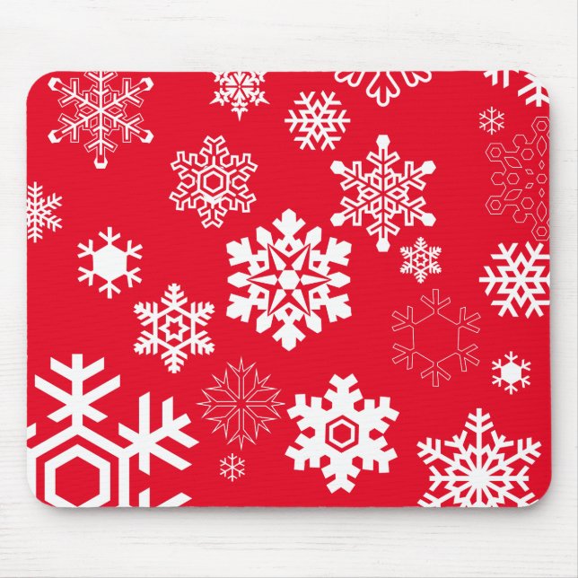 White Snowflakes - Customisable Background Colour Mouse Pad (Front)