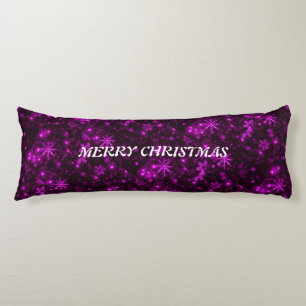 White Snowflakes Deep Purple Backgrd Body Pillow
