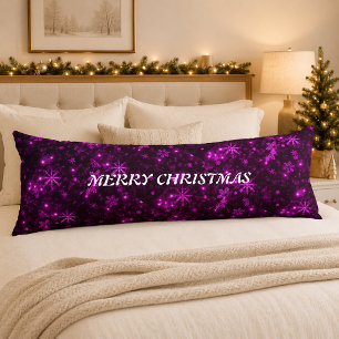 White Snowflakes Deep Purple Backgrd Body Pillow