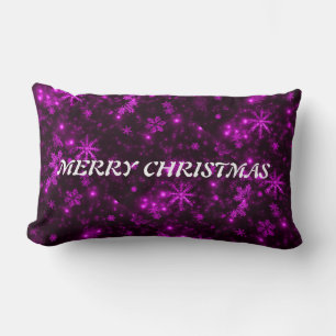 White Snowflakes Deep Purple Throw Pillow Lumbar