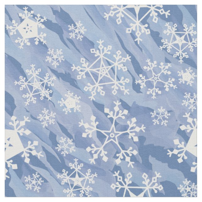 White Snowflakes  Fabric (Close Up)