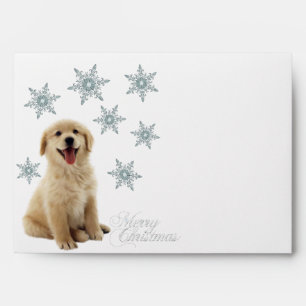White Snowflakes Golden Retriever Dog Christmas En Envelope