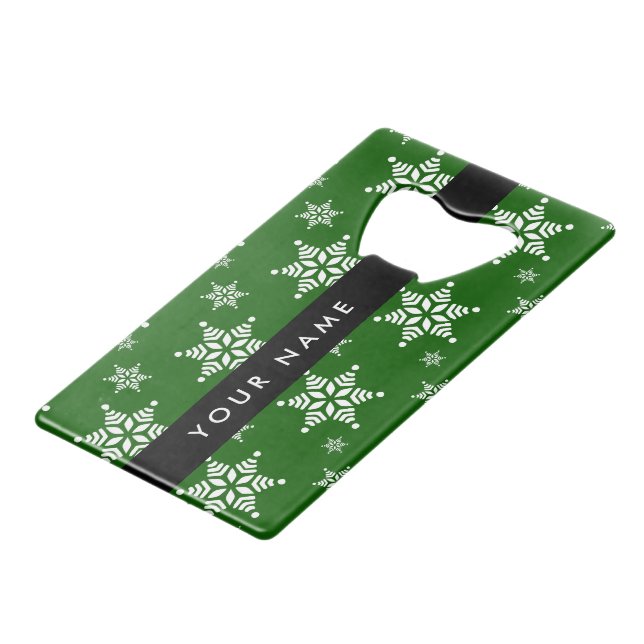 White Snowflakes, Green, Your name, Personalise (Front Angled)