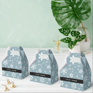White Snowflakes, Grey, Your name, Personalise Favour Box