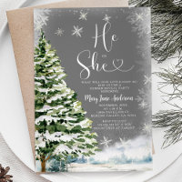 White Snowflakes He or She Winter Gender Reveal