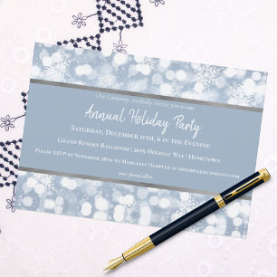 White Snowflakes Holiday Party Invitation