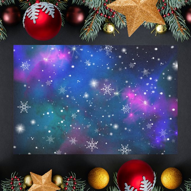 White Snowflakes in a Winter Wonderland Sky Galaxy Tissue Paper (Creator Uploaded)