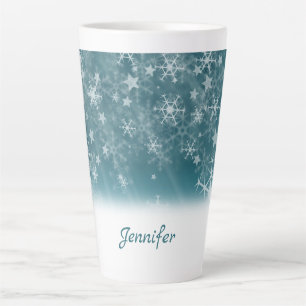 White Snowflakes Latte Mug