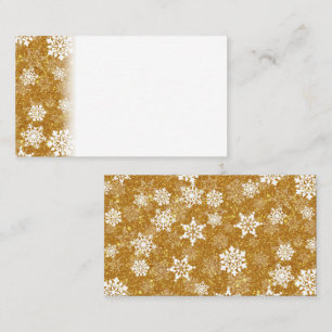 White Snowflakes Luxurious Yellow Christmas Place Card