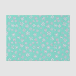 White snowflakes on an aqua background tissue paper