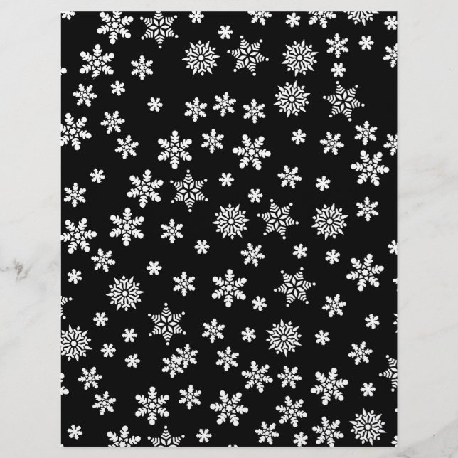 White Snowflakes on Black Background (Front)