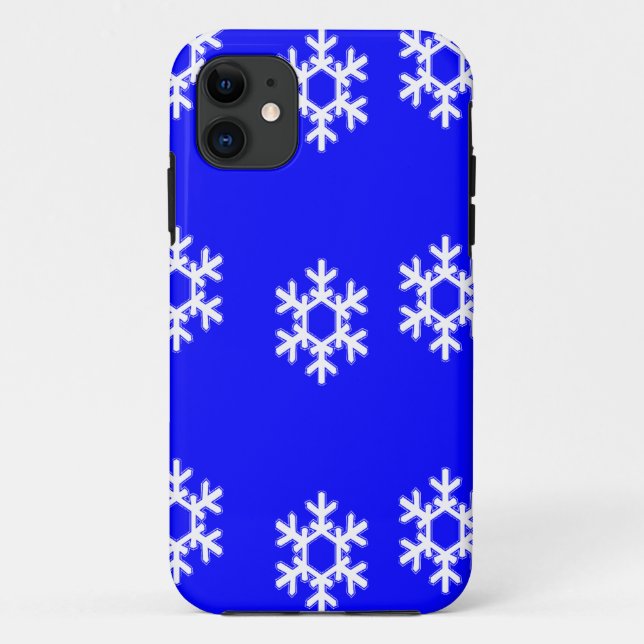 White snowflakes on blue Case-Mate iPhone case (Back)