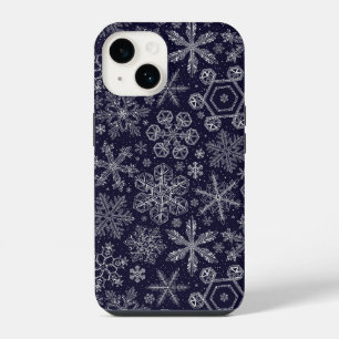 White Snowflakes on blue iPhone 14 Case