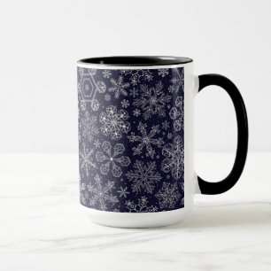 White Snowflakes on blue Mug