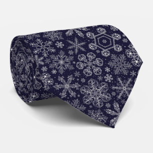 White Snowflakes on blue Tie