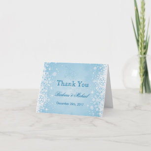 White snowflakes on blue Wedding Thank You Note