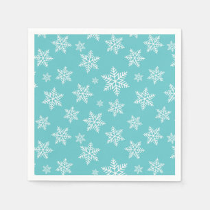 White Snowflakes on Blue Winter Pattern Napkin