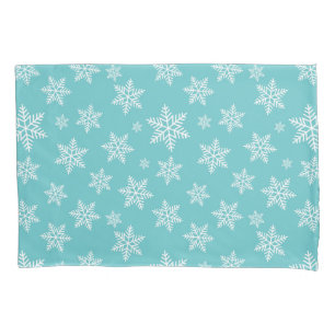 White Snowflakes on Blue Winter Pattern Pillowcase