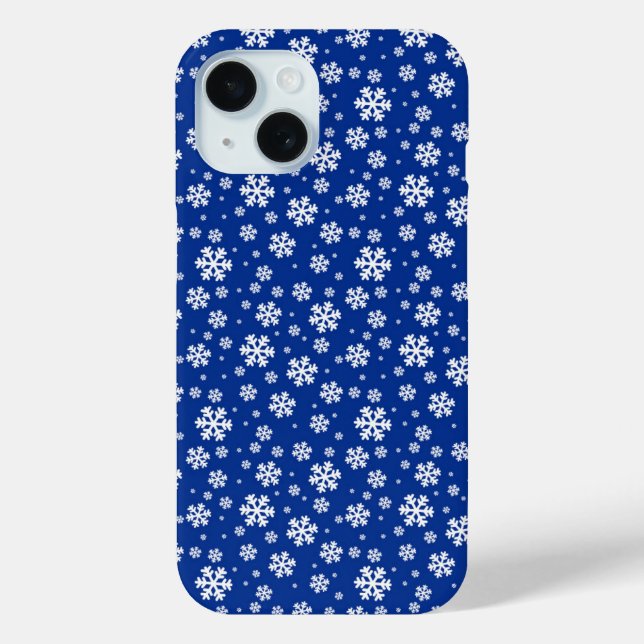 White Snowflakes on Dark Blue Winter Pattern Case-Mate iPhone Case (Back)