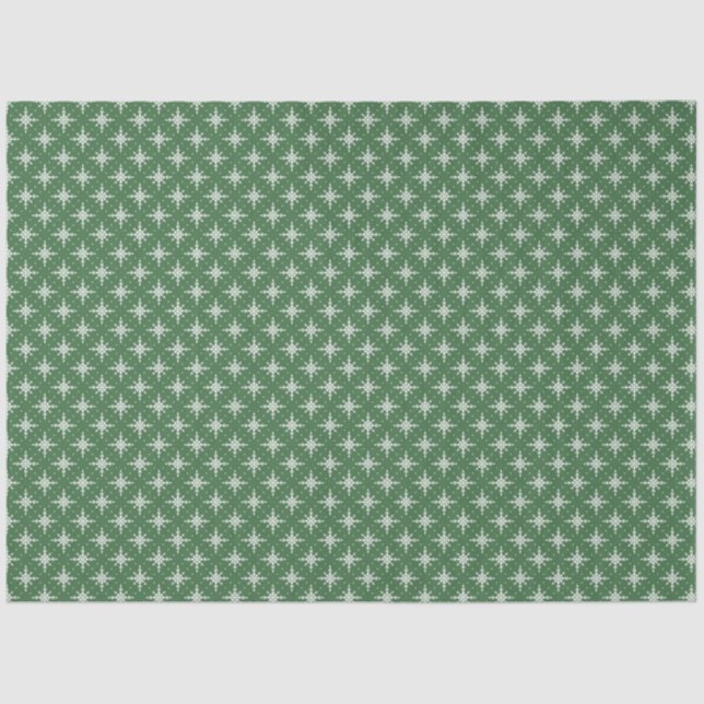 White Snowflakes on Green Holiday Tissue Paper (Front)