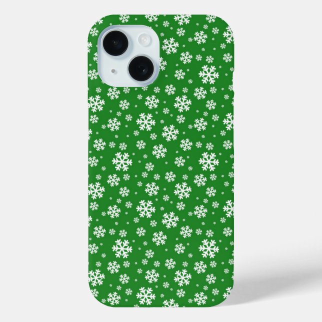 White Snowflakes on green Winter Pattern Case-Mate iPhone Case (Back)