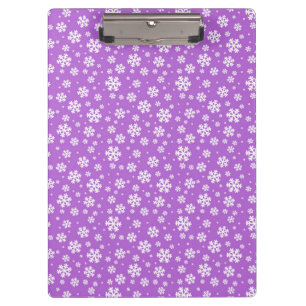 White Snowflakes on Purple Winter Pattern Clipboard