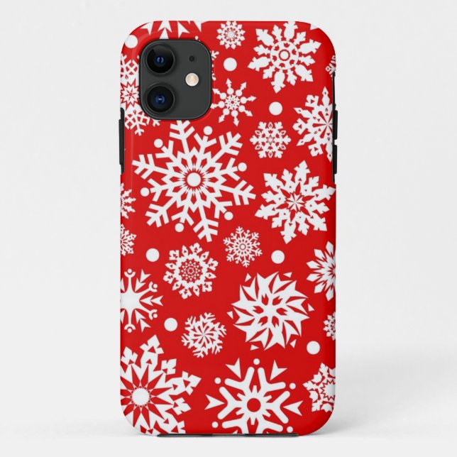 White snowflakes on red Case-Mate iPhone case (Back)