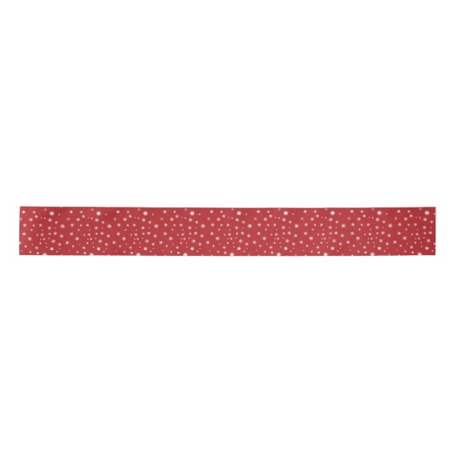 White Snowflakes on Red Satin Ribbon (Front)