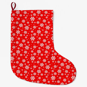 White Snowflakes on Red Winter Pattern Large Christmas Stocking